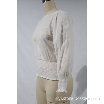 Lieve dames zien door pure kanten chiffon blouse